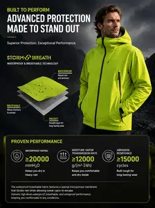 Outdoor functional waterproof jacket with eye-catching fluorescent windbreaker for men