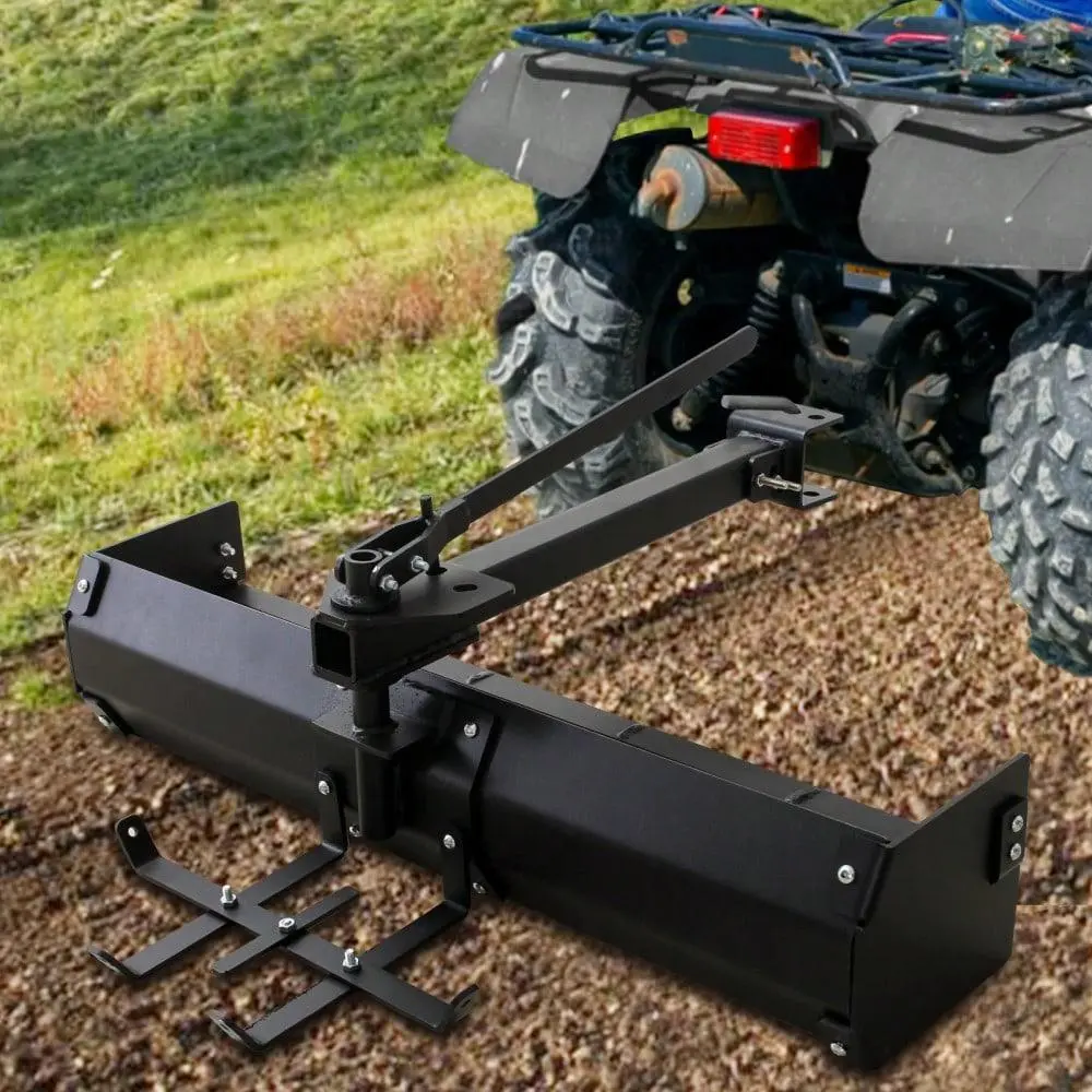 Heavy-Duty Steel Box Scraper Attachment For Lawn Tractor, ATV & UTV, 42" Tow Behind - Ideal For Grading, Landscaping, And Agriculture - Durable Powder-Coated Finish - Includes Box Blade Hitch
