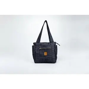 Denim Azul Travel Tote with Zipper Closure & Trolley Sleeve 17" Wide x 15" Tall Fully Lined Artisan Crafted in the Dominican Republic