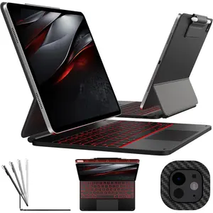 Keyboard Case for iPad Pro 13-inch (M5 2025/M4 2024), Magic Keyboard with 11 Colors Backlight, Keyboard Case with Pencil Holder, Multi- Trackpad, Easy-Set  Stand, Carbon Fiber