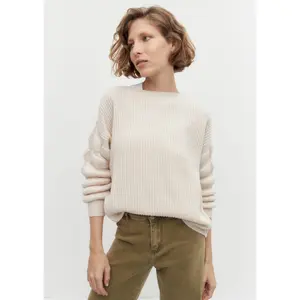 Puffy Sleeves Boat Neck Sweater