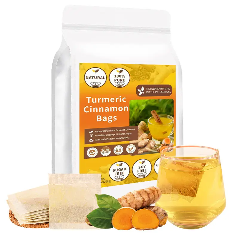 [Leaf Pop] 100% Natural Fruit & Herbal Turmeric Ginger Cinnamon Tea, Eco-Conscious Tea Bags, Anti-Inflammatory, No Sugar, No Caffeine, No Gluten, Vegan Beverage