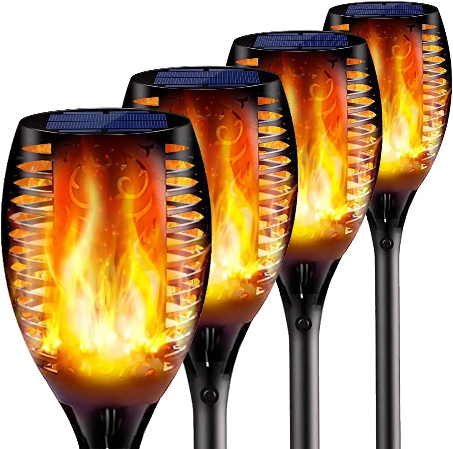 4 count Solar  Lights Outdoor, 43 inch 96 LED,  Landscape Garden Pathway Light with  Dancing Flickering Flames, with Auto On/Off Dusk to Dawn, for Christmas Lights Decoration