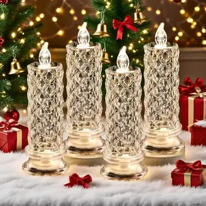4-Pack LED Crystal Candle Lights – Decorative Night Lights for Bedroom, Wedding, Birthday, Anniversary, Holiday Parties & Gift Ideas