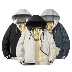 Men's Casual Fleece Cotton Jacket with Hood, featuring a casual trendy style, fleece fabric that is soft and skin-friendly, suitable for fashionable outfits, everyday wear, and winter warmth. waterproof windproof essentials casual zip-up jacket