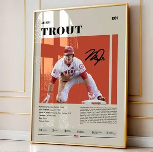 Mike Trout Poster, Baseball Poster, Sports Poster, Baseball Player Gift, Baseball Wall Art, Sports Bedroom Posters