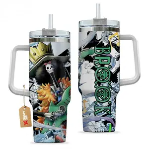 Brook OOne Piecee Anime Custom Tumbler 40Oz Stainless Steel Tumbler With Handle.