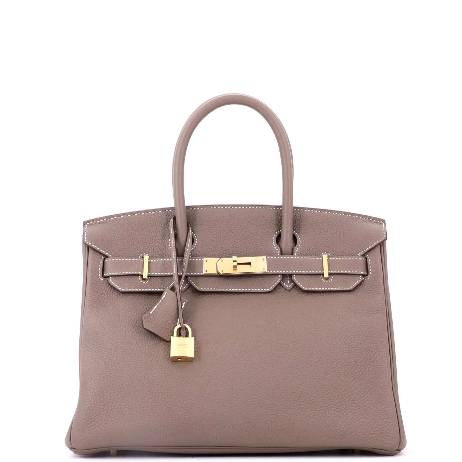 Pre-owned HERMÈS Leather Tote Bags REBAG Hermes Birkin Handbag Grey Togo with Gold Hardware 30 by Rebag