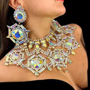 Trend Geometric Necklace Pendant Earrings Catwalk Accessory Set