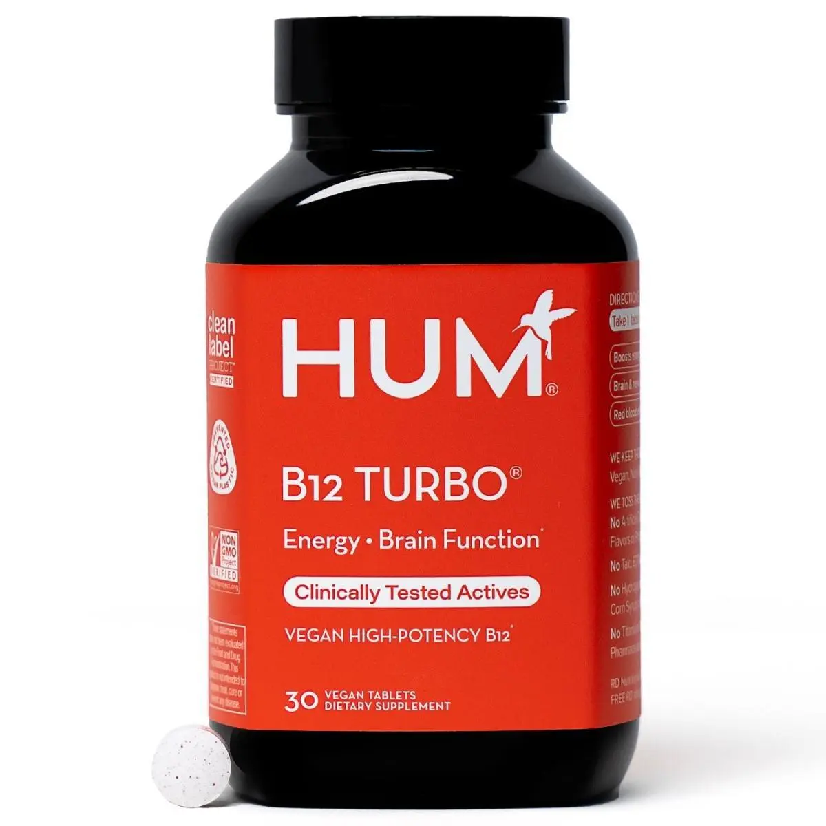 HUM B12 Turbo - Daily Energy & Calcium Support & Mood Support + Hormone Balance - Non-GMO, Gluten-Free, Vegan (30 Count) HUM B12 Turbo - Daily Energy & Calcium Support & Mood Support + Hormone Balance - Non-GMO, Gluten-Free, Vegan (30 Count)