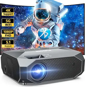 Projector 5G with WiFi and Bluetooth, 4K Support Projector HD 1080P Max 300" Display，Movie Video Portable Home Theater