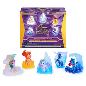 Unicorn Academy, Magic Gemstone Collectibles Pack with 5 Unicorn Toy Figures & Display Bases, Dolls & Unicorn Toys for Girls Ages 4 and up