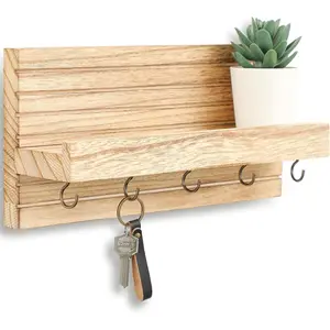 Decorative Key Holder for Wall with Shelf, Entryway Shelf with Hooks Holds Leashes, Jackets and Glasses - Sturdy  Keyholder Entrance Hanger with Mounting Hardware (, Medium)