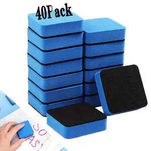 40-Pack Magnetic Dry Erase Erasers, Chalkboard Cleaners for Classroom and Home Use (Blue)