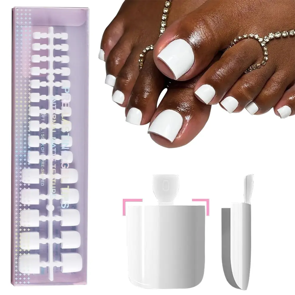 150 Pcs Short Square Press-On Gel Toe Nails, 15 Sizes, Acrylic Extendable False Toe Nails, Ideal for Women and Girls, Nail Art Kit