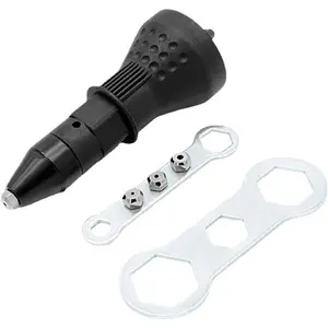 Cordless Electric Rivet Gun Adapter Kit, 1/4 Inch Hex Shank Blind Rivet Nut Drill Adapter Converter, Convert Drill to Rivet Insert Nut Tool Kit (Black)
