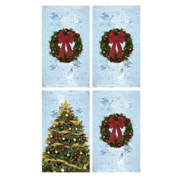 Tree and 3 Wreaths with Frosted Background Decorations 34.5"x60" Backlit Poster  4 Posters