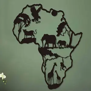 Africa Map Animal Design Wall Art, Country Style Wall Decor, Wall Hanging Decor for Home Living Room Bedroom, Home Decor, Poster, Wall Art Decoration
