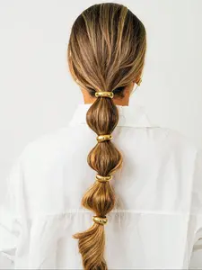Women's Elegant Metallic Glossy Hair Tie, Elastic Tie Band, Minimalist Headwear Suitable for Thick Hair & Ponytails, Fashion Hair Braided Accessories for Party, Daily Clothing Decor