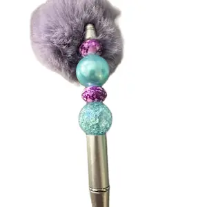 Purple and Icy Blue Custom Beaded Black Ink Puff Pen silicone