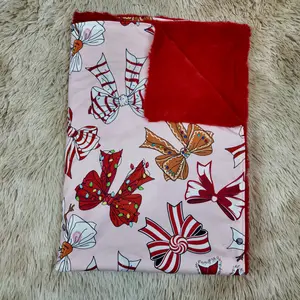 Gingerbread candy cane Christmas bows print baby girls blankets