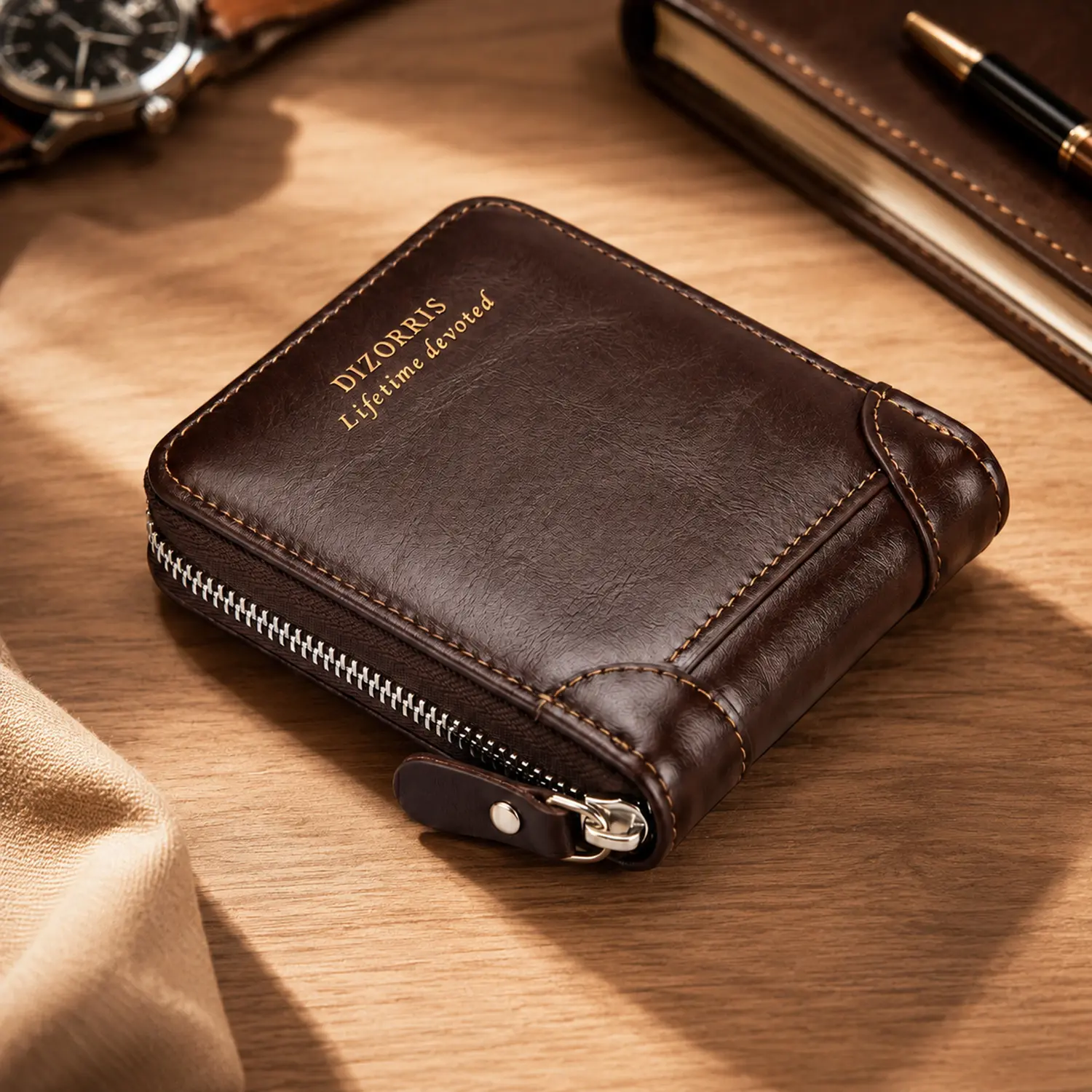 2026 New Men's Bifold Wallet - PU Leather, Retro Style Short Mens Wallet,Large capacity Zipper multi-card Holder, Coin Storage Money Bag, Men's Accessories,Summervibes,father'sdaygifts