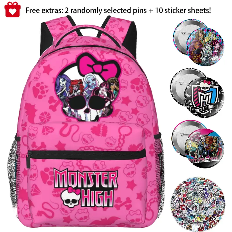 Monster high Backpack for Adults Monster high dolls Backpack with Adjustable Straps, Multi Pocket Lightweight Daypack for Work Travel Camping, Monster high doll Casual Backpack Gift for Men Women