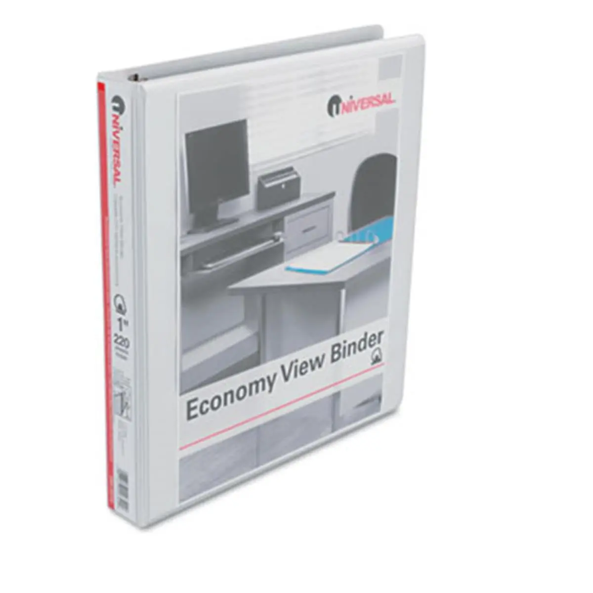 Universal 20742 Economy D-Ring Vinyl View Binder 1'' Capacity White