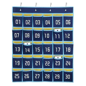 FixtureDisplays® 30-Pocket Numbered Classroom Pocket Chart for Cell Phones and Calculator Holder Hanging Wall Door Organizer 18808-NF