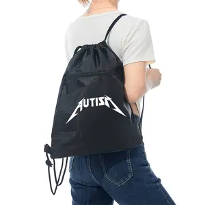Autism Awareness Rock Band Style Print Drawstring Backpack Gym Bag for Daily Use and Outdoor Activities  Suitable for Teens and Adults  Perfect Gift for World Autism Awareness Day and Special Occasions  Durable  Lightweight  and Stylish Carryall for