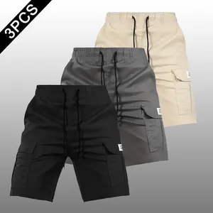 Men’s Summer Cargo Shorts, 3-Pack – Loose Fit, Multi-Pocket Casual Knee-Length Athletic Shorts for Outdoor Running and Fitness
