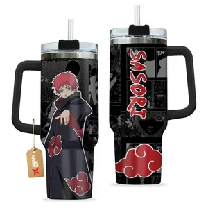 [Sip40 Otaku] Sasori of the Red Sand Personalized Anime Tumbler 20oz/40oz with Handle – Naruto Shippuden Insulated Stainless Steel Travel Mug, Akatsuki Puppet Master Drinkware, Otaku Fan Gift Cup