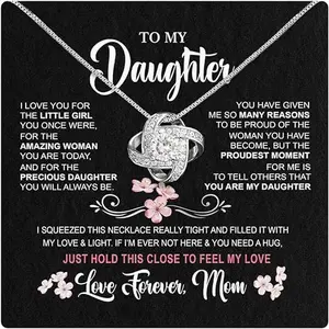 Graduation Gifts For Daughter From Mom, To My Daughter Love Knot Necklace With Heartfelt Message & Gift Box, Mother Daughter Necklace, Mother To Daughter Gifts From Mom, Idea for Graduation, Class of Gift, Senior Gift