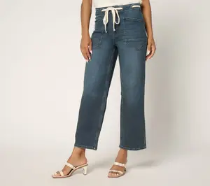 Me by Jennie Garth Regular Indigo Barrel Leg Drawstring Jean