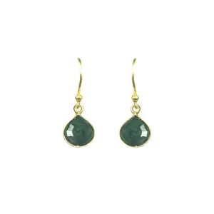 Emerald Bezel Drop Earrings