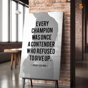 Rocky Balboa Motivational Canvas Wall Art, Famous ‘Every Champion’ Quote Print, Inspirational Boxing Poster, Gym Home Office Decor Gift