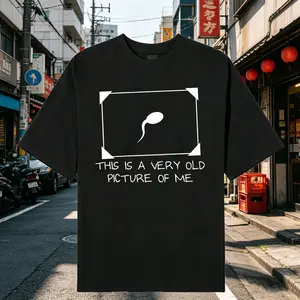 Men's Crew Neck Short-Sleeve T-Shirt, Breathable Unisex Casual Streetwear Top with Funny Reproductive Cell Graphic & 'Very Old Picture of Me' Slogan