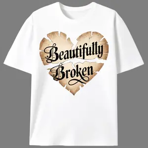 Beautiful Broken Vintage Heart Print T-Shirt for Women |   Aesthetic Emotional Casual Tee |   Summer Healing Gift for Girls
