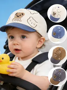 Baby Sun Hat Spring Summer Cartoon Bear Baseball Cap, Thin Cute Soft Brim, Outdoor Play Walk Travel for 3-18 Months Babies