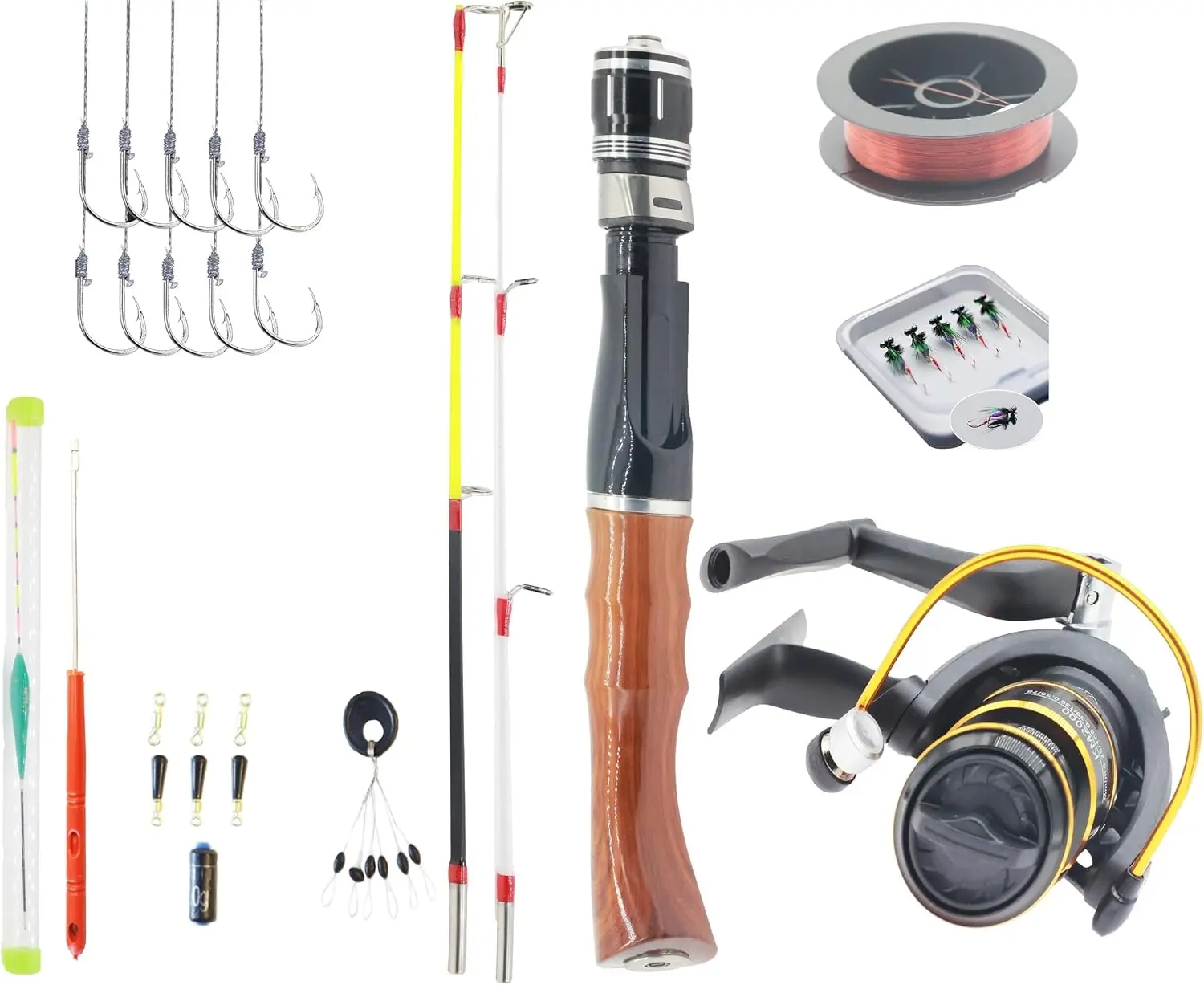 19.7" Spinning Ice Fishing Rod and Reel Combo, Telescopic Casting Pole with Rod Case, Ice Fishing Gear for Bass Crappie Kids Fishing
