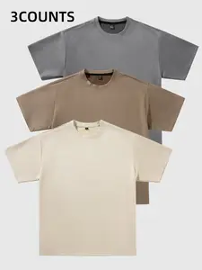 Men's Plain Solid Color Suede Tee, Regular Fit Casual Short Sleeve T-shirt for Summer, Men's Top for Daily Wear