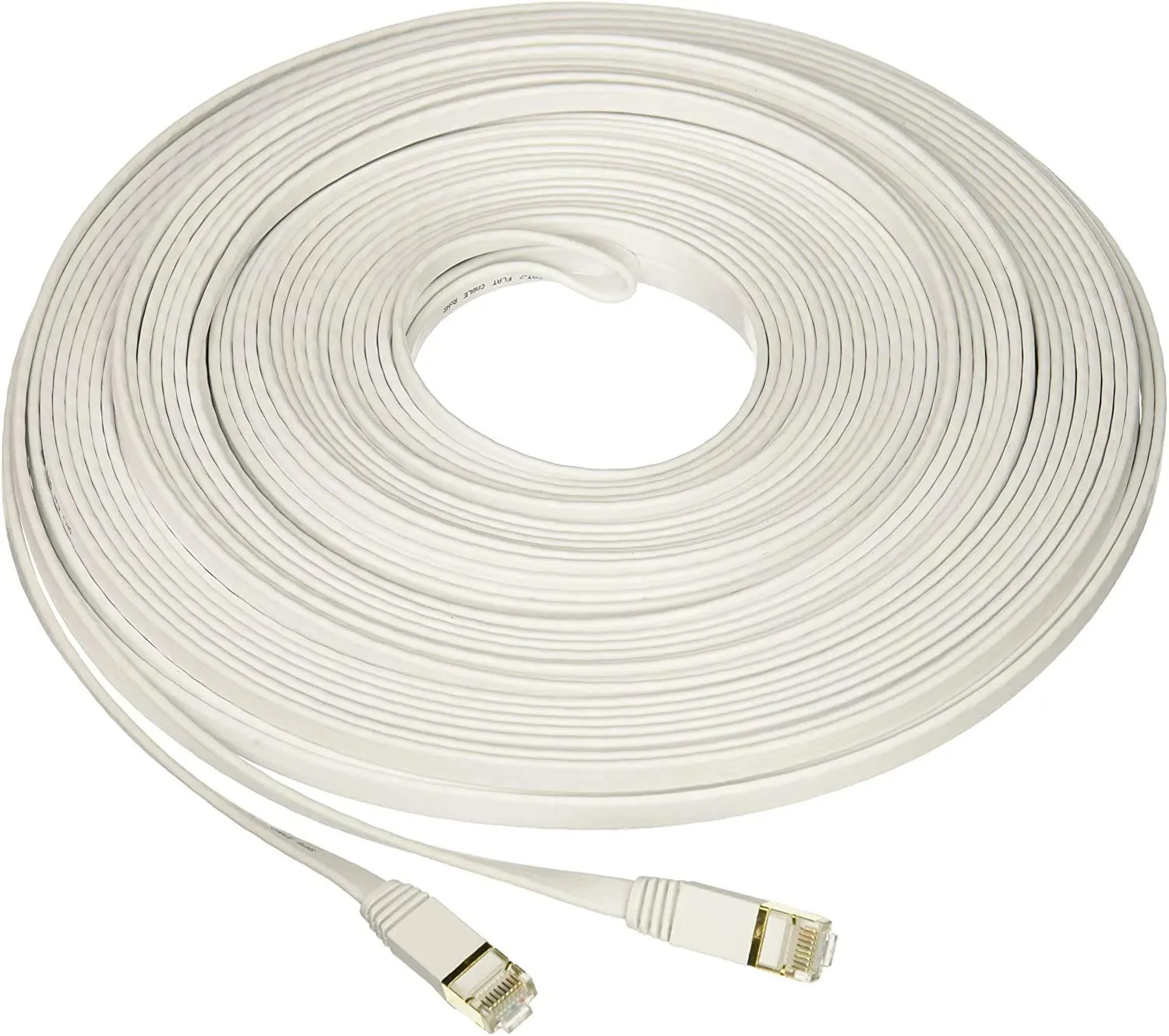 Nexhi UTP-1800 CAT-6 Ethernet Flat Cable, Faster Than Cat5e/Cat5 Network, Flat Cat6 High Speed LAN Wire with Rj45 for Router and Modem (White, 15 Feet)