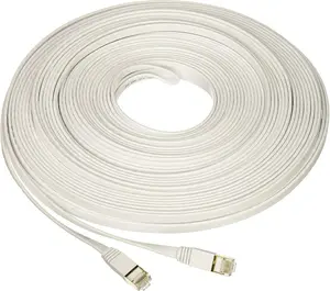 Nexhi UTP-1800 CAT-6 Ethernet Flat Cable, Faster Than Cat5e/Cat5 Network, Flat Cat6 High Speed LAN Wire with Rj45 for Router and Modem (White, 15 Feet)