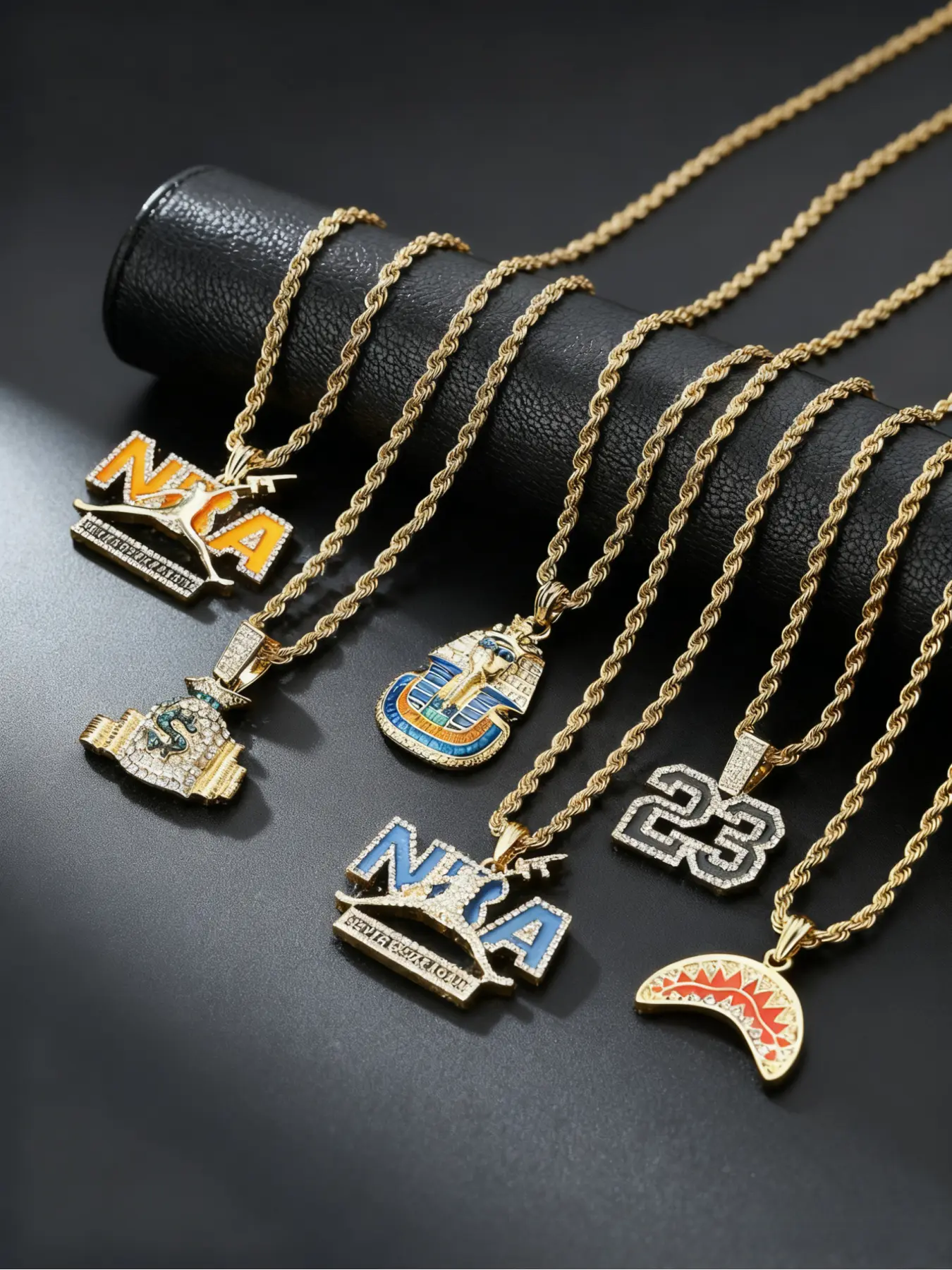 Gold Pendant Necklace, bling pendant, Hip - Hop Luxe Style Jewelry with Diamond - Encrusted & Diverse Charm Detail (Letter, Pattern, Money Bag, etc.), for Men, Daily & Streetwear Occasions