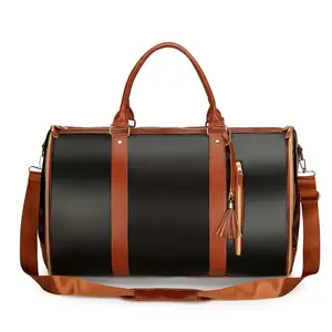 4-in-1 Convertible Garment Bag - PU Suit Travel Bag with Shoulder Strap - Foldable Storage for Business Trips