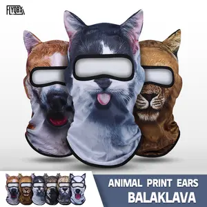 Unisex Cute Cat Head Cover, Sun Protection Dustproof Breathable Face Mask, Husky Ear Fun Balaclava Hat for Outdoor Sports Party Riding
