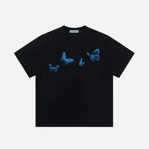 Aelfric Eden Blurring Butterfly Print Tee Oversized Fit Blurring Butterfly Graphic Psychedelic Print Y2K Unisex Streetwear Top moose shirt
