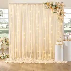 New Mesh Curtain Garland Warm Light String Rustic Wedding Decor for Home Christmas Baby Shower Birthday Party Supplies Background Gifts