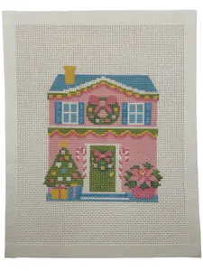 Lizzy Claire's Happy Neighborhood House (13 mesh) Needlepoint Canvas
