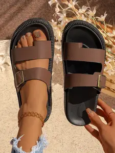Summer New Leopard Print Thick Sole Slippers for Women, Outdoor Versatile Height Boost Anti-Slip Sandals, Beach Vacation Cool Footwear